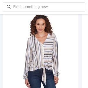 Skye’s the Limit Striped Button-Down Women's Top Petite Large NWT